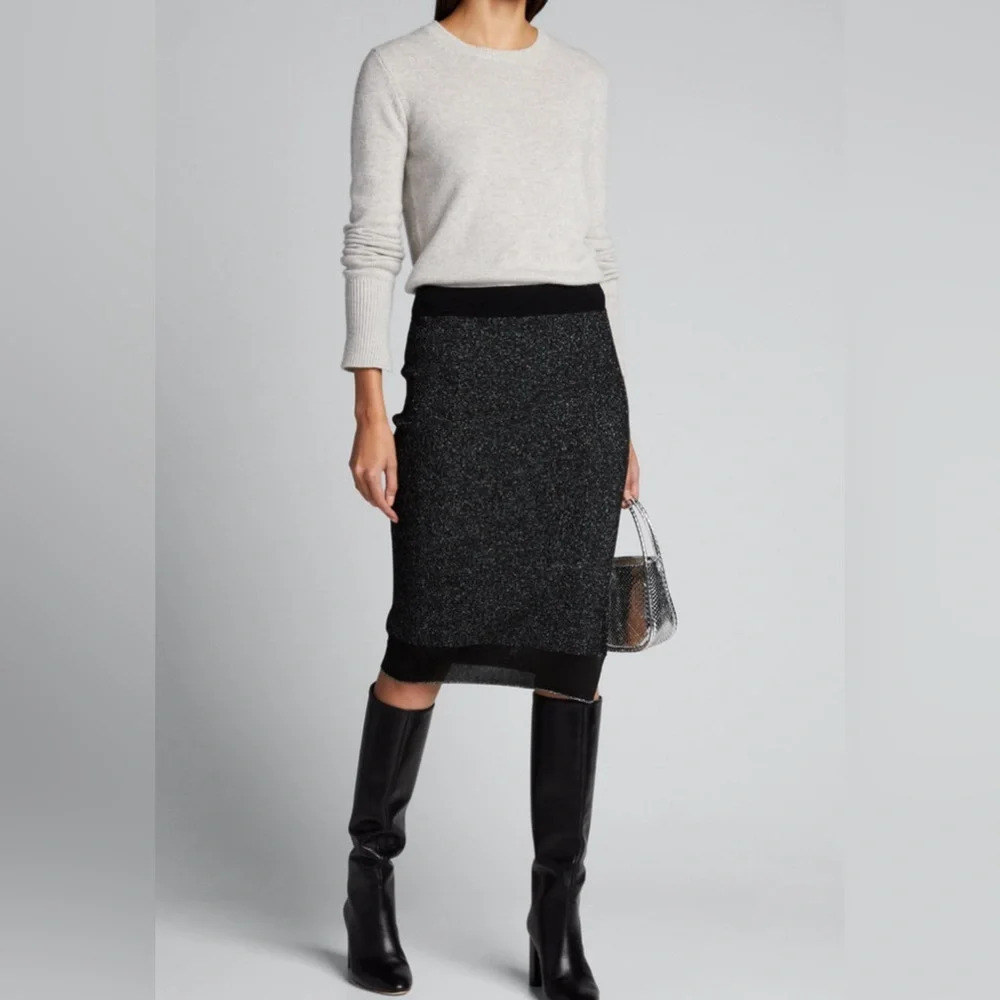 rag & bone Black and Gray Midi Skirt